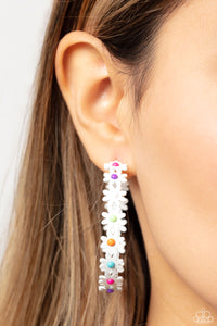 floral,hoops,multi,white,Daisy Disposition - Multi Floral Hoop Earrings