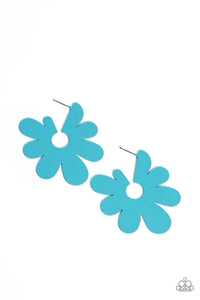 blue,floral,hoops,Flower Power Fantasy - Blue Floral Hoop Earrings