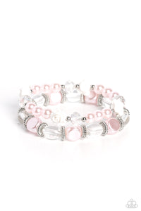 floral,pearls,pink,stretchy,Who ROSE There? - Pink Pearl Floral Stretchy Bracelet