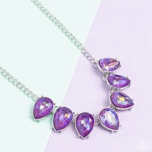 iridescent,purple,rhinestones,short necklace,FLIRTY Dancing - Purple Iridescent Rhinestone Necklace