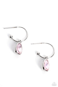 hoops,pink,rhinestones,Teardrop Tassel - Pink Rhinestone Hoop Earrings