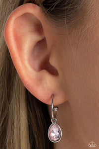 hoops,pink,rhinestones,Teardrop Tassel - Pink Rhinestone Hoop Earrings