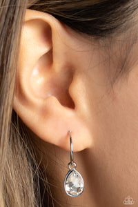 hoops,rhinestones,white,Teardrop Tassel - White Rhinestone Hoop Earrings