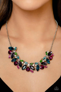 multi,rhinestones,short necklace,Crowning Collection - Multi Rhinestone Necklace