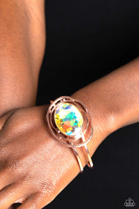 copper,hinge,iridescent,rhinestones,Substantial Sorceress - Copper Iridescent Rhinestone Hinge Bracelet