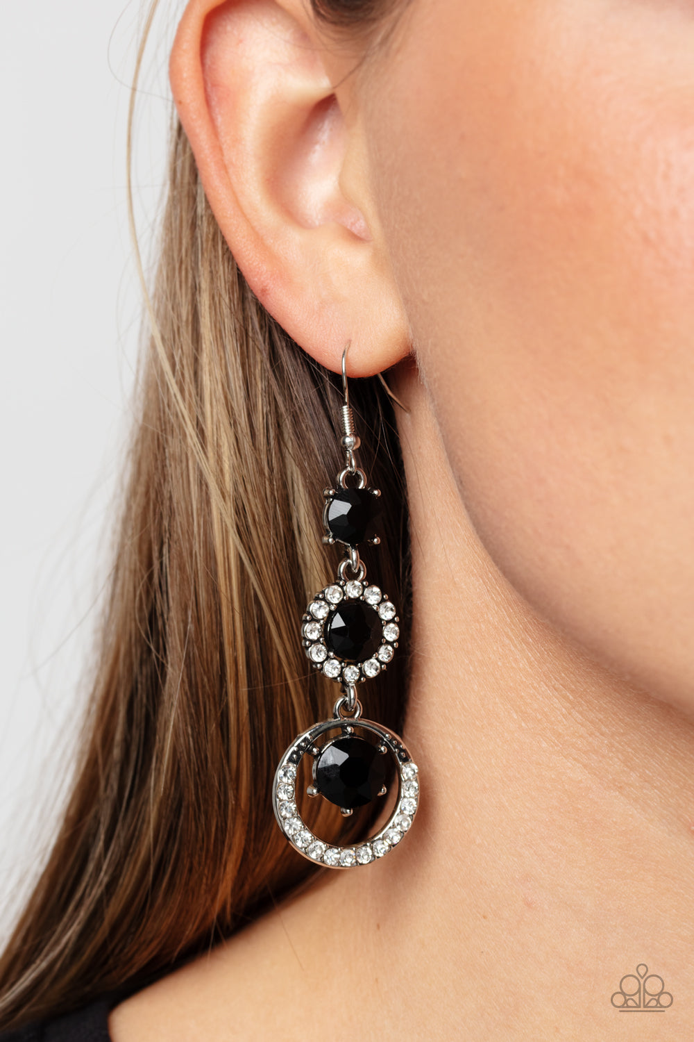 Enchanting Effulgence - Black Rhinestone Earrings Paparazzi Accessories