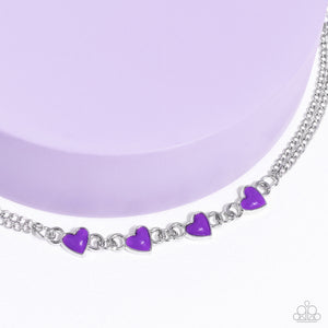 hearts,lobster claw clasp,purple,Smitten Sweethearts - Purple Stone Heart Bracelet