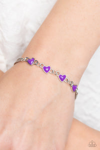 hearts,lobster claw clasp,purple,Smitten Sweethearts - Purple Stone Heart Bracelet