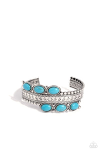 blue,crackle stone,cuff,turquoise,A League of Their STONE - Blue Stone Cuff Bracelet