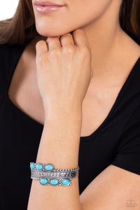 blue,crackle stone,cuff,turquoise,A League of Their STONE - Blue Stone Cuff Bracelet