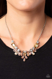 brown,rhinestones,short necklace,Prima Donna Dazzle - Brown Rhinestone Necklace