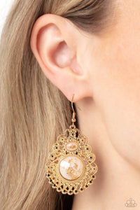 fishhook,gold,white,Welcoming Whimsy - White Earrings