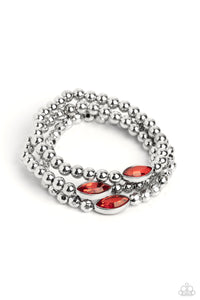 red,rhinestones,stretchy,Twinkling Team - Red Rhinestone Stretchy Bracelet