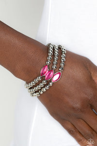 pink,rhinestones,stretchy,Twinkling Team - Pink Rhinestone Stretchy Bracelet