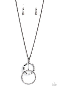 gunmetal,rhinestones,short necklace,Wishing Well Whimsy - Black Gunmetal Rhinestone Necklace