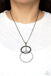 gunmetal,rhinestones,short necklace,Wishing Well Whimsy - Black Gunmetal Rhinestone Necklace