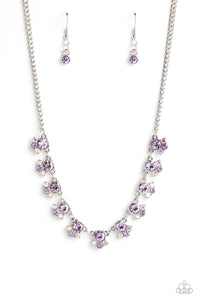 purple,rhinestones,short necklace,Tabloid Treasure - Purple Rhinestone Necklace