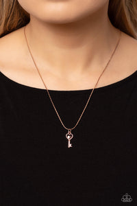 key,rhinestones,rose gold,short necklace,LOVE-Locked - Rose Gold Key Rhinestone Necklace