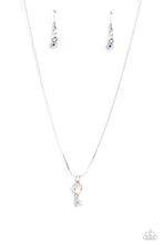 Load image into Gallery viewer, LOVE-Locked - Multi Iridescent Rhinestone Key Necklace Paparazzi Accessories