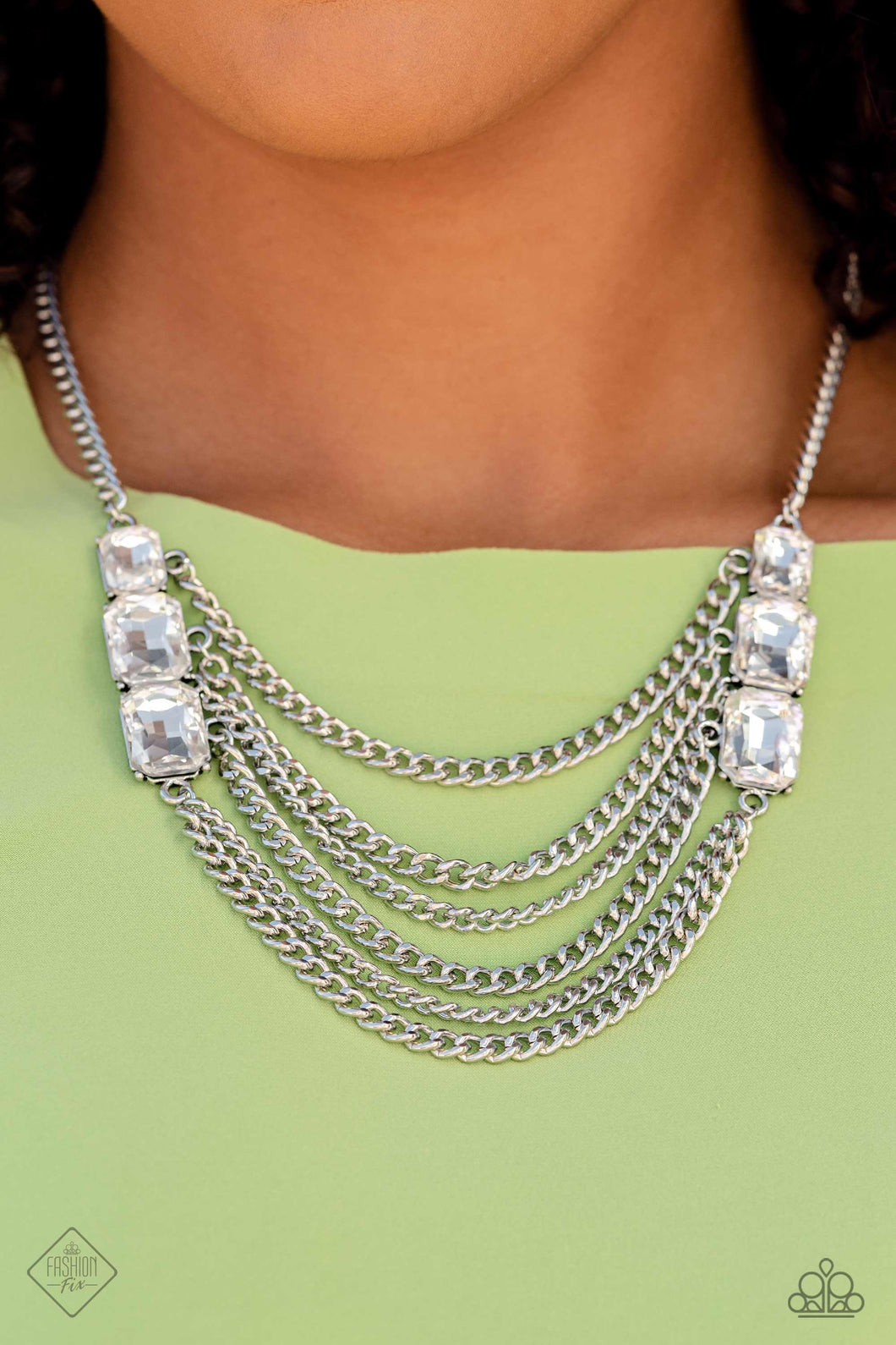 Come Chain or Shine White Rhinestone Necklace Paparazzi Accessories