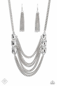rhinestones,short necklace,white,Come Chain or Shine White Rhinestone Necklace