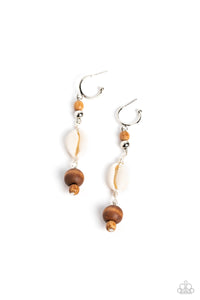 brown,fishhook,wooden,Coastal Cowabunga - Brown Shell Earrings