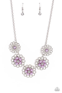 floral,Pearls,purple,short necklace,Mandala Mosaic - Purple Pearl Floral Necklace