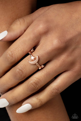 Astral Allure - Rose Gold Moon and Star Ring Paparazzi Accessories