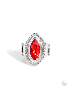 red,rhinestones,Wide Back,Marquise Majesty - Red Rhinestone Ring