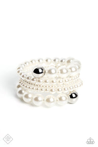 coil,pearls,white,Pleasing Pirouette White Coil Bracelet