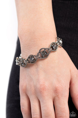 ROPE For The Best - Silver Rhinestone Stretchy Bracelet