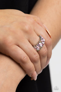 dainty back,iridescent,pink,rhinestones,Kaleidoscopic Knockout - Pink Rhinestone Ring
