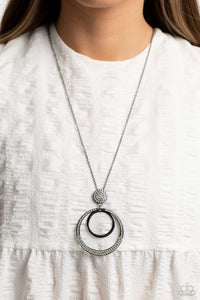 gunmetal,long necklace,rhinestones,Spanish Sizzle - Black Gunmetal Rhinestone Necklace