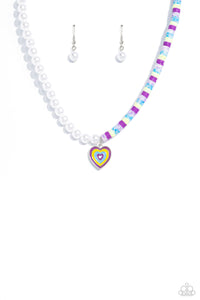 pearls,purple,rhinestones,short necklace,Precise Psychedelic - Purple Heart Necklace
