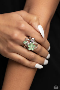 cat's eye,floral,green,wide back,Fairy Circle - Green Floral Cat's Eye Ring