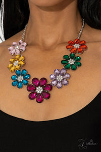 2023 Zi,floral,multi,rhinestones,short necklace,Outgoing - Multi Rhinestone Floral Zi Collection Necklace