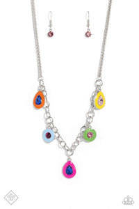 multi,rhinestones,short necklace,Colorblock Craze Multi Necklace