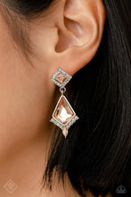 Load image into Gallery viewer, Dapper Display Orange Rhinestone Post Earrings Paparazzi Accessories