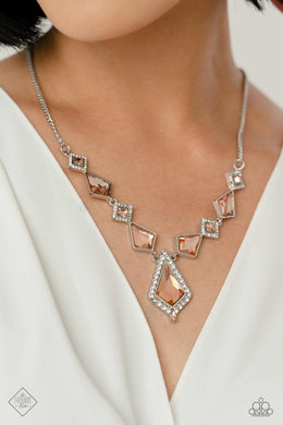 Sharp Showroom Orange Rhinestone Necklace Paparazzi Acessories