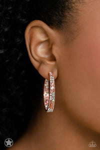 copper,hoops,rhinestones,Glitzy by Association - Copper Rhinestone Hoop Earrings