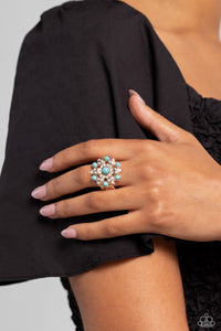 floral,rose gold,turquoise,wide back,Flower of Life - Rose Gold Turquoise Floral Ring