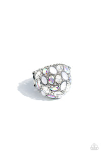 iridescent,opal,rhinestones,white,BLING Loud and Proud - White Rhinestone Opal Ring