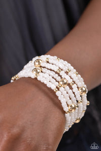 coil,gold,pearls,seed bead,Refined Retrograde - Gold Pearl Coil Bracelet