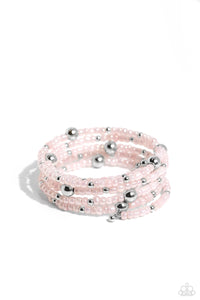 coil,pink,seed bead,Refined Retrograde - Pink Seed Bead Coil Bracelet