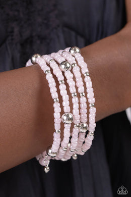 Refined Retrograde - Pink Seed Bead Coil Bracelet Paparazzi Accessories