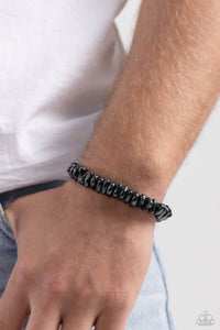gunmetal,stretchy,Monochromatic Mechanic - Black Gunmetal Stretchy Bracelet
