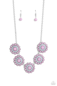 floral,purple,short necklace,Floral Fervor - Purple Floral Necklace