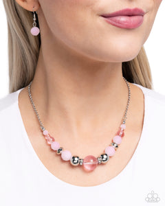 pink,short necklace,Disco Date - Pink Necklace