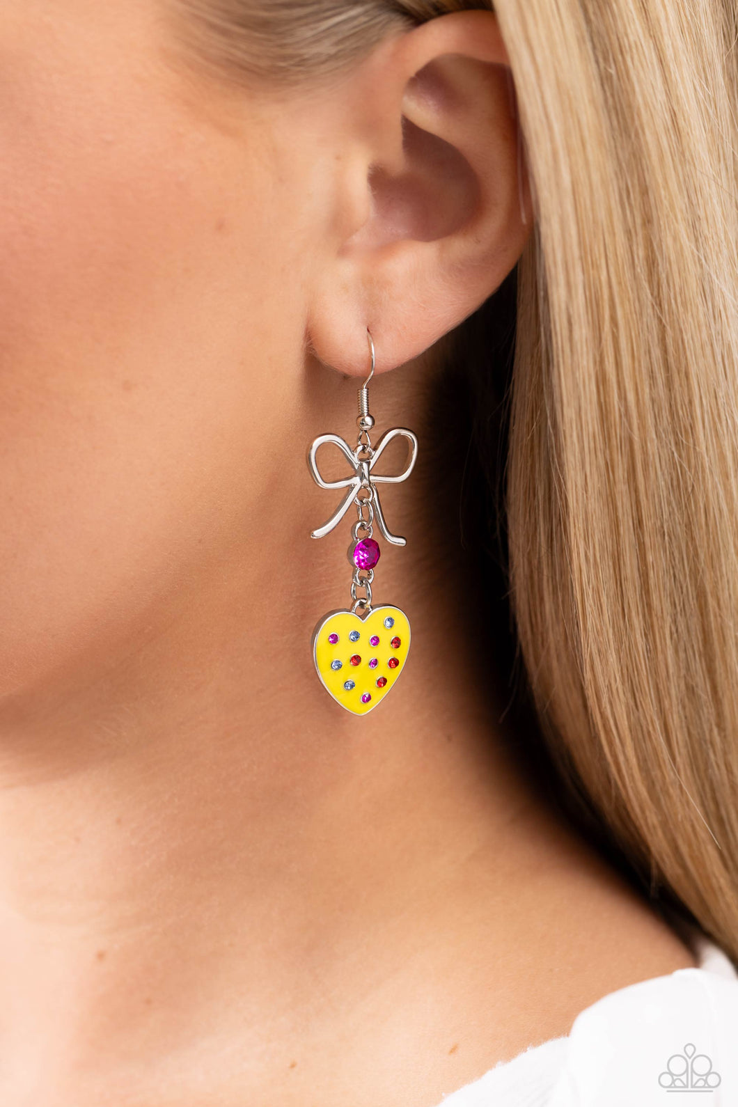 BOW Away Zone - Yellow Earrings Paparazzi Accessories