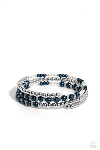 blue,coil,pearls,Just SASSING Through - Blue Pearl Coil Bracelet